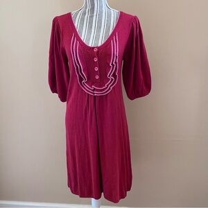 Chelsea & Violet Women’s Short Sleeve Ruffle Front Red Sweater Dress Size M